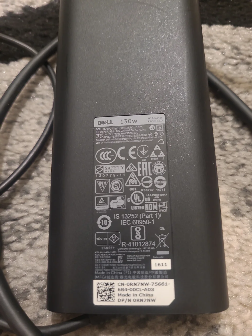 Genuine 130W Adapter For Dell XPS 15 7590 9530 9550 9560 9570 HA130PM130 06TTY6